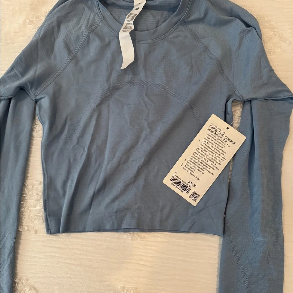 NWT Lululemon swiftly tech cropped long sleeve shirt - Picture 2 of 4